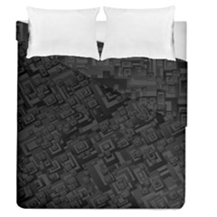 Black Rectangle Wallpaper Grey Duvet Cover Double Side (queen Size) by Amaryn4rt