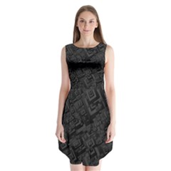 Black Rectangle Wallpaper Grey Sleeveless Chiffon Dress   by Amaryn4rt