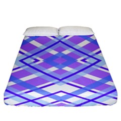 Geometric Plaid Pale Purple Blue Fitted Sheet (king Size) by Amaryn4rt