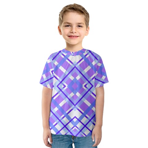 Geometric Plaid Pale Purple Blue Kids  Sport Mesh Tee by Amaryn4rt