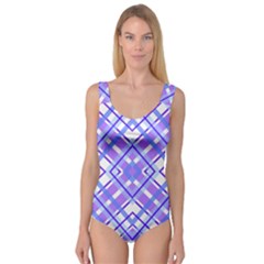 Geometric Plaid Pale Purple Blue Princess Tank Leotard  by Amaryn4rt