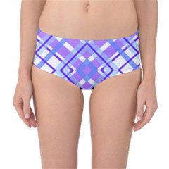 Geometric Plaid Pale Purple Blue Mid-waist Bikini Bottoms by Amaryn4rt