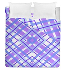 Geometric Plaid Pale Purple Blue Duvet Cover Double Side (queen Size) by Amaryn4rt