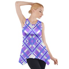 Geometric Plaid Pale Purple Blue Side Drop Tank Tunic by Amaryn4rt