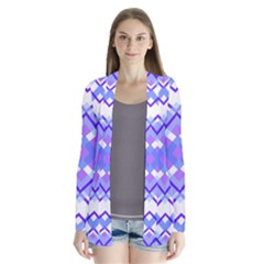 Geometric Plaid Pale Purple Blue Cardigans by Amaryn4rt