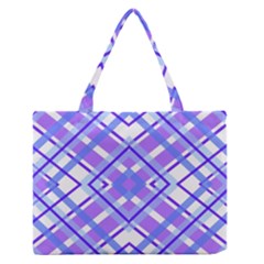 Geometric Plaid Pale Purple Blue Medium Zipper Tote Bag by Amaryn4rt