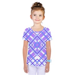 Geometric Plaid Pale Purple Blue Kids  One Piece Tee