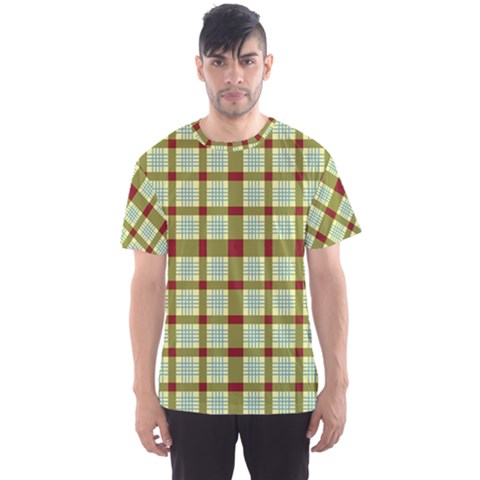 Geometric Tartan Pattern Square Men s Sport Mesh Tee by Amaryn4rt