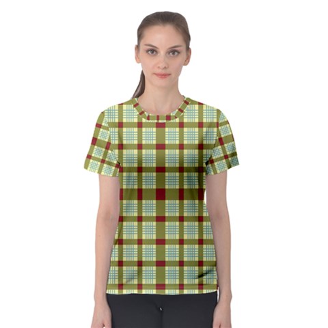 Geometric Tartan Pattern Square Women s Sport Mesh Tee by Amaryn4rt