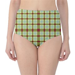 Geometric Tartan Pattern Square High-waist Bikini Bottoms by Amaryn4rt