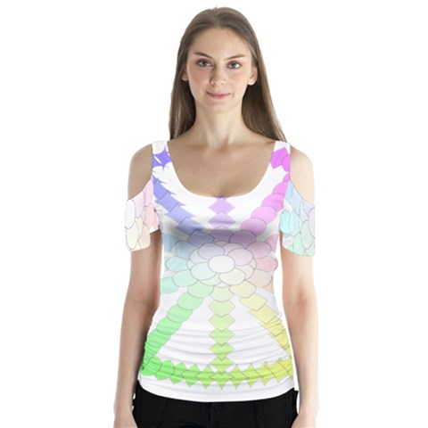 Polygon Evolution Wheel Geometry Butterfly Sleeve Cutout Tee  by Amaryn4rt