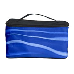 Lines Swinging Texture  Blue Background Cosmetic Storage Case by Amaryn4rt