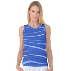 Lines Swinging Texture  Blue Background Women s Basketball Tank Top by Amaryn4rt