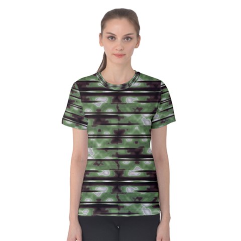 Stripes Camo Pattern Print Women s Cotton Tee by dflcprintsclothing