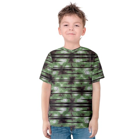 Stripes Camo Pattern Print Kids  Cotton Tee by dflcprintsclothing