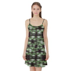 Stripes Camo Pattern Print Satin Night Slip by dflcprintsclothing