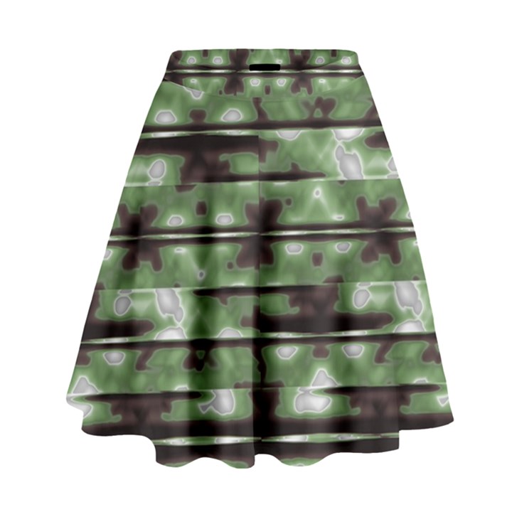 Stripes Camo Pattern Print High Waist Skirt