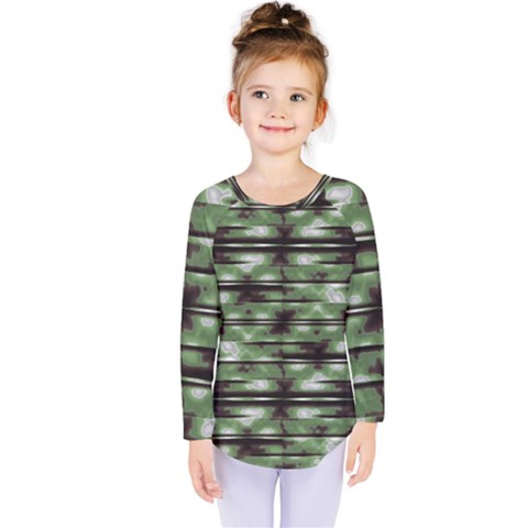 Stripes Camo Pattern Print Kids  Long Sleeve Tee by dflcprintsclothing