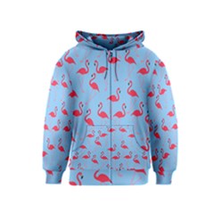 Flamingo Pattern Kids  Zipper Hoodie by Valentinaart