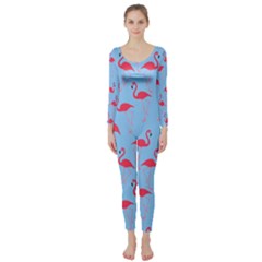 Flamingo Pattern Long Sleeve Catsuit by Valentinaart