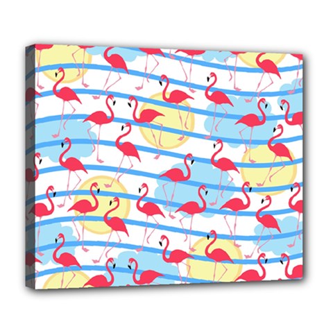 Flamingo Pattern Deluxe Canvas 24  X 20   by Valentinaart