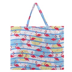 Flamingo Pattern Zipper Large Tote Bag by Valentinaart