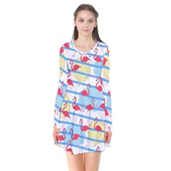 Flamingo Pattern Flare Dress