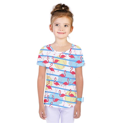 Flamingo Pattern Kids  One Piece Tee by Valentinaart