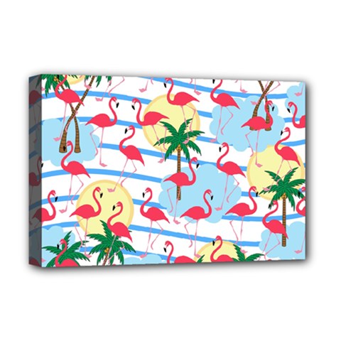 Flamingo Pattern Deluxe Canvas 18  X 12   by Valentinaart