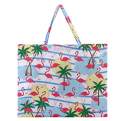 Flamingo Pattern Zipper Large Tote Bag by Valentinaart