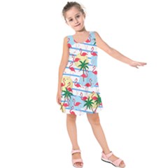 Flamingo Pattern Kids  Sleeveless Dress by Valentinaart