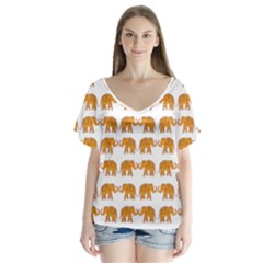 Indian Elephant  Flutter Sleeve Top by Valentinaart