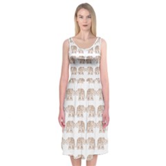 Indian Elephant Midi Sleeveless Dress by Valentinaart