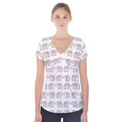 Indian Elephant Short Sleeve Front Detail Top by Valentinaart