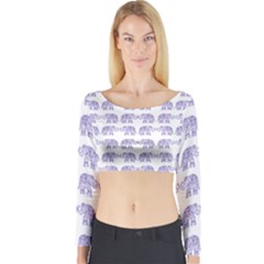 Indian Elephant Pattern Long Sleeve Crop Top by Valentinaart