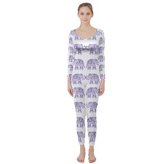 Indian Elephant Pattern Long Sleeve Catsuit by Valentinaart