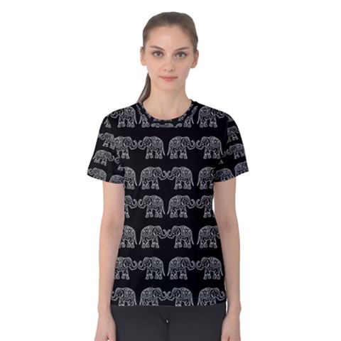 Indian Elephant Pattern Women s Cotton Tee by Valentinaart