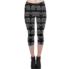 Indian Elephant Pattern Capri Leggings  by Valentinaart