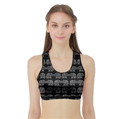 Indian Elephant Pattern Sports Bra With Border by Valentinaart