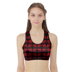 Indian Elephant Pattern Sports Bra With Border by Valentinaart