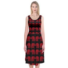 Indian Elephant Pattern Midi Sleeveless Dress by Valentinaart