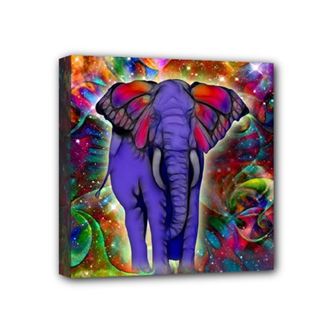 Abstract Elephant With Butterfly Ears Colorful Galaxy Mini Canvas 4  X 4  by EDDArt