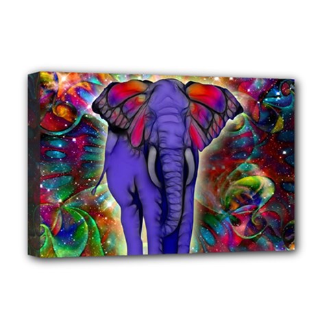 Abstract Elephant With Butterfly Ears Colorful Galaxy Deluxe Canvas 18  X 12   by EDDArt