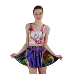 Abstract Elephant With Butterfly Ears Colorful Galaxy Mini Skirt by EDDArt