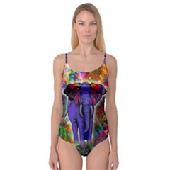 Abstract Elephant With Butterfly Ears Colorful Galaxy Camisole Leotard  by EDDArt