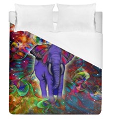 Abstract Elephant With Butterfly Ears Colorful Galaxy Duvet Cover (queen Size) by EDDArt