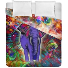 Abstract Elephant With Butterfly Ears Colorful Galaxy Duvet Cover Double Side (california King Size) by EDDArt