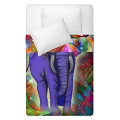 Abstract Elephant With Butterfly Ears Colorful Galaxy Duvet Cover Double Side (single Size) by EDDArt