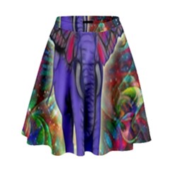 Abstract Elephant With Butterfly Ears Colorful Galaxy High Waist Skirt by EDDArt