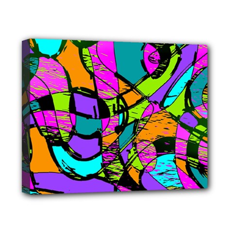 Abstract Art Squiggly Loops Multicolored Canvas 10  X 8  by EDDArt